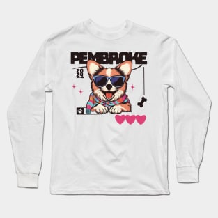 Cute Corgi With Glasses Long Sleeve T-Shirt